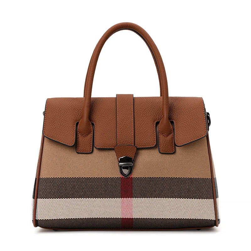 Sac Bandoulière Toile Carreaux Multicolore Cuir Femme – CLEVI Paris