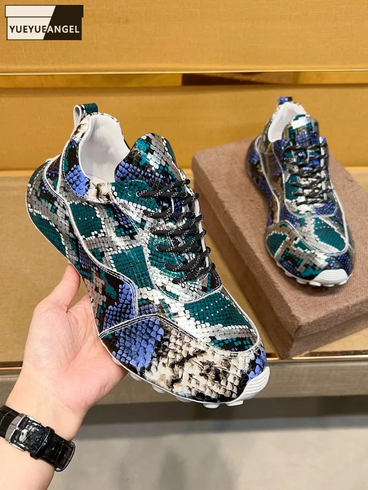 Sneakers Cuir Serpent Homme Multicolore – CLEVI Paris