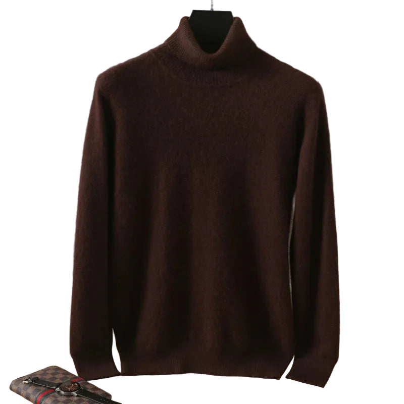 Pull homme à col roulé en maille unie – CLEVI Paris