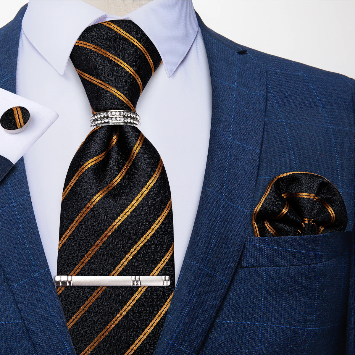 Ensemble cravate et pochette homme à carreaux – CLEVI Paris