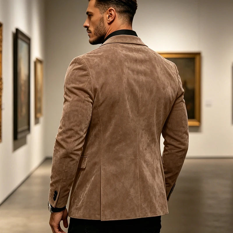 Blazer homme en velours effet suédé 2 boutons – CLEVI Paris