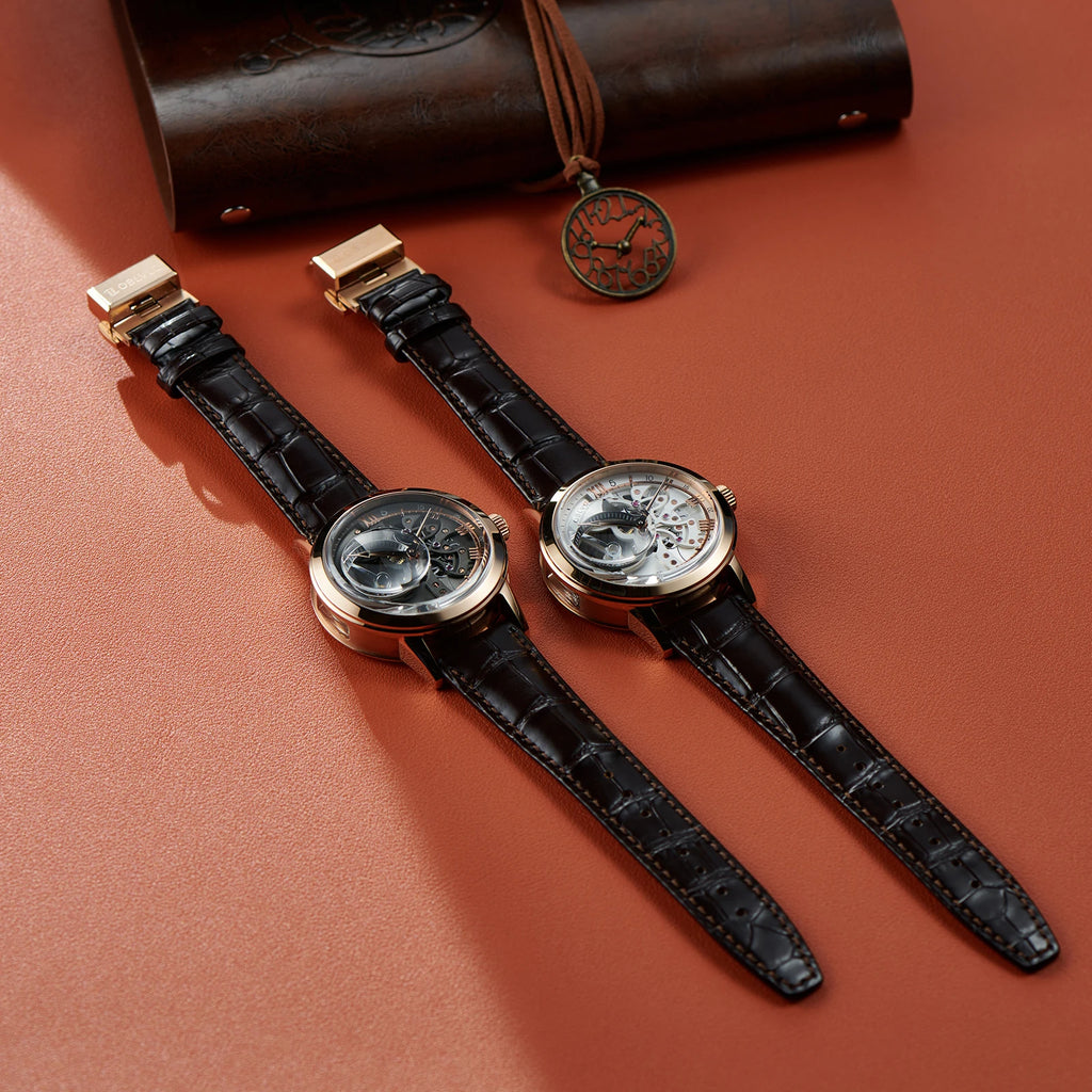 Montre Homme Automatique Squelette Rétro Cuir Veau Oblvlo VM 45mm – CLEVI Paris