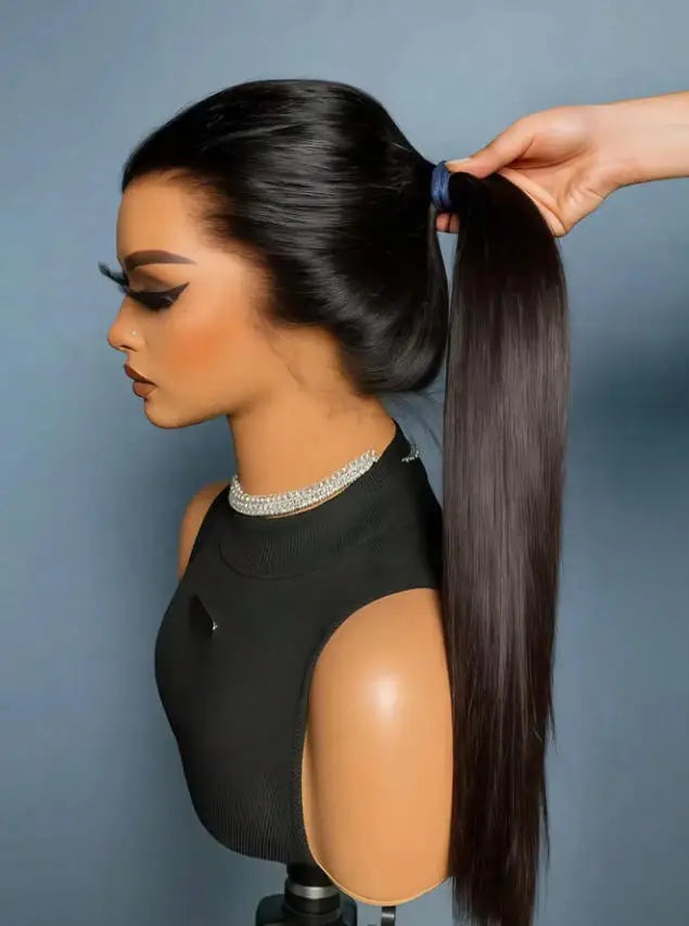 Perruque HD Lace Straight 100% Remy Hair Brésilien 200% Densité 13x4 13x6 5x5 Glueless 16-42 Pouces – CLEVI Paris