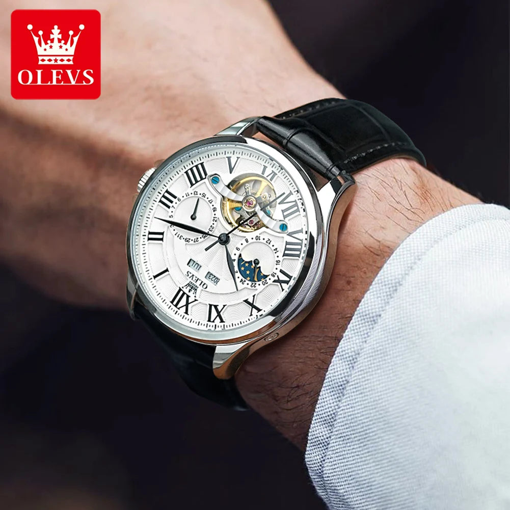 OLEVS 7013 Montre Homme Automatique Phases de Lune Chiffres Romains – CLEVI Paris