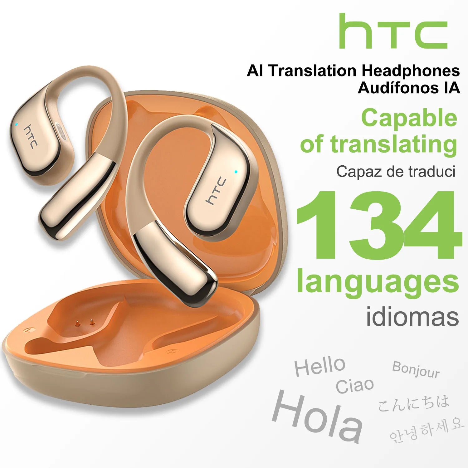 Écouteurs HTC NE39 Open-Ear Bluetooth Traducteur IA Sport – CLEVI Paris