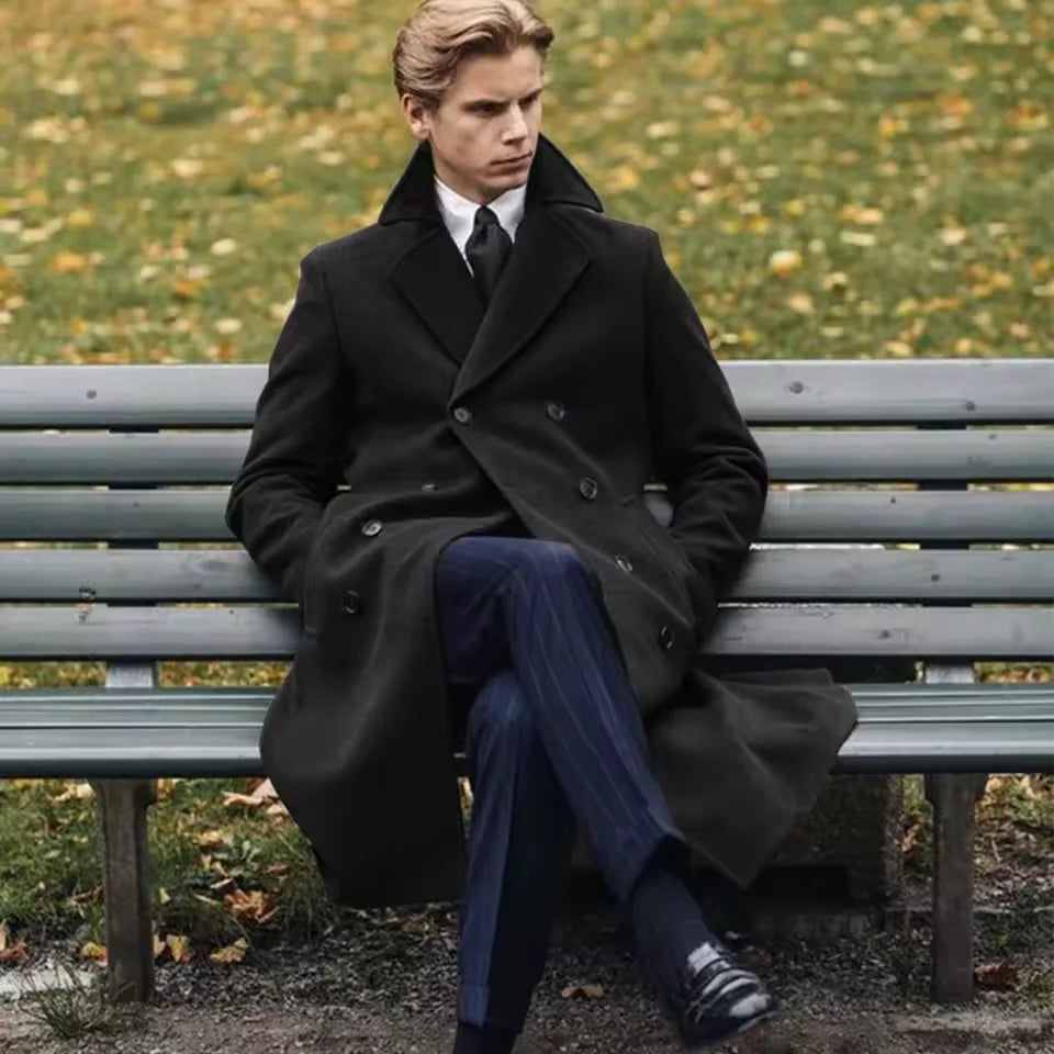 Manteau long homme à double boutonnage – CLEVI Paris