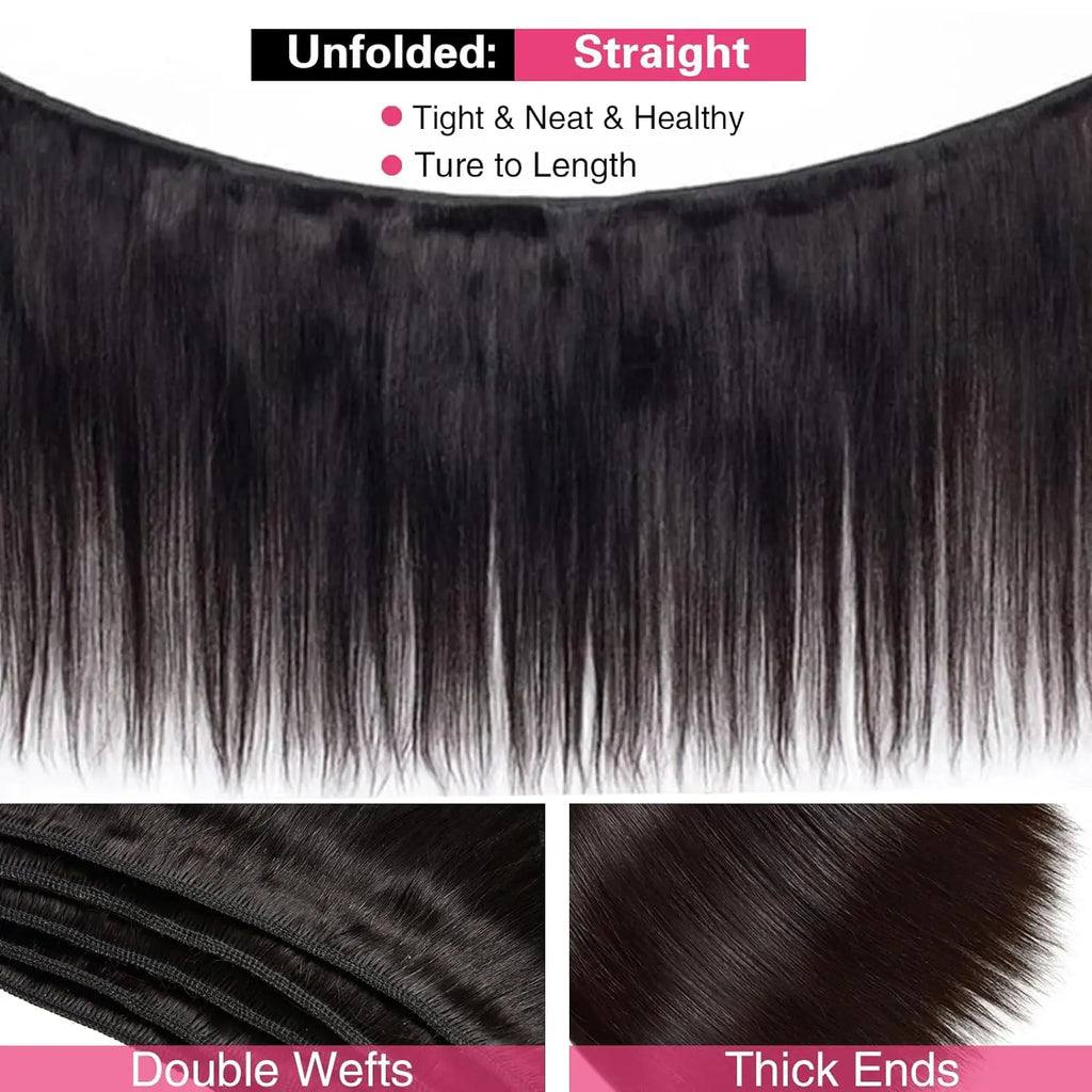 3 Bundles Cheveux Humains Lisses Brésiliens avec Closure HD 4x4 – CLEVI Paris