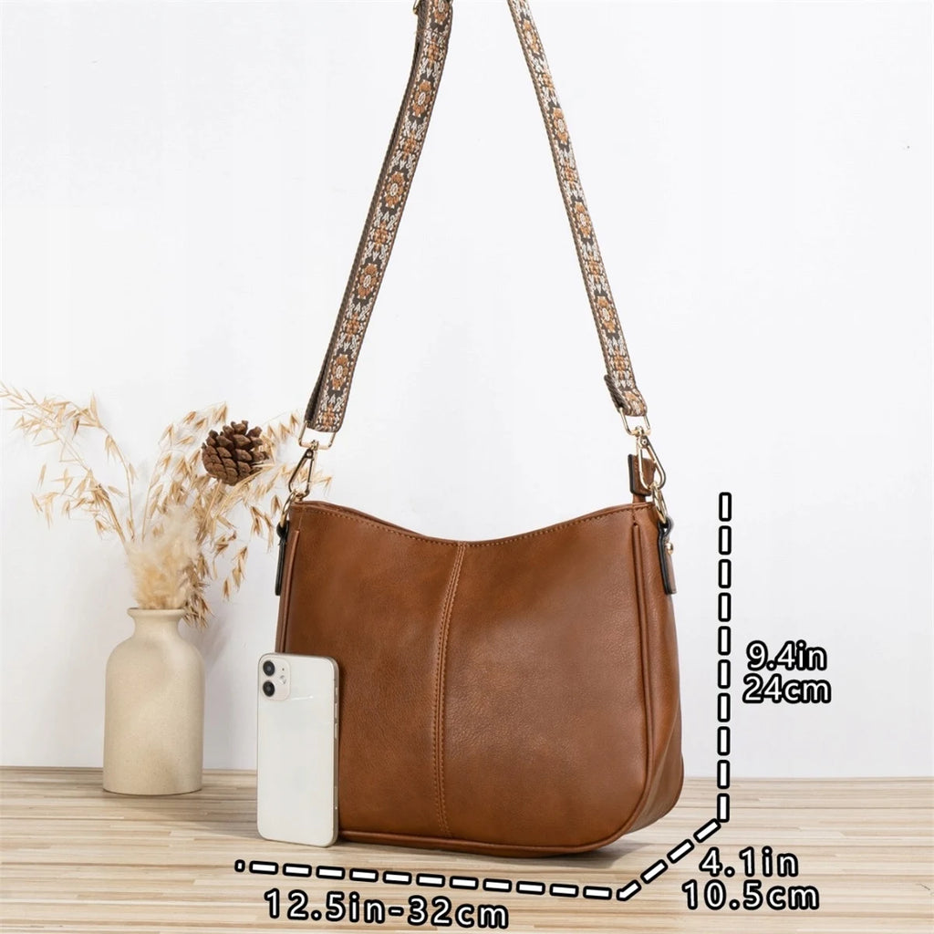 Sac à Main Femme Cuir Écologique Marron Quincaillerie Dorée Bandoulière Réglable – CLEVI Paris