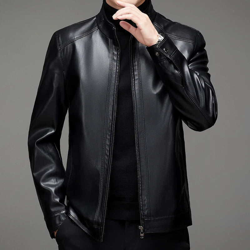 Veste homme en cuir zippée, noir ou café – CLEVI Paris
