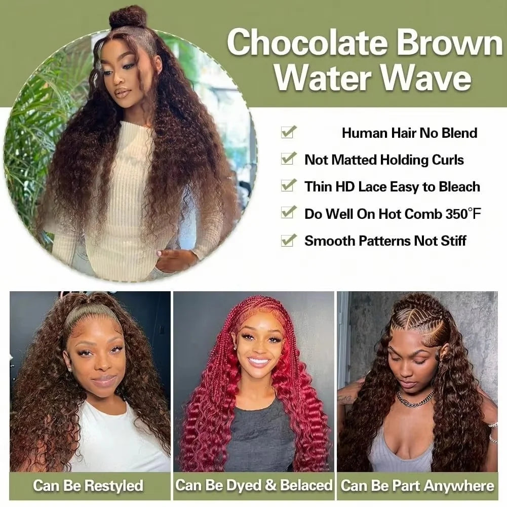 Perruque Deep Wave Chocolat HD Lace 13x4 13x6 Cheveux Humains – CLEVI Paris