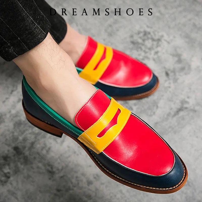 Mocassins Cuir Patchwork Homme Slip-on – CLEVI Paris