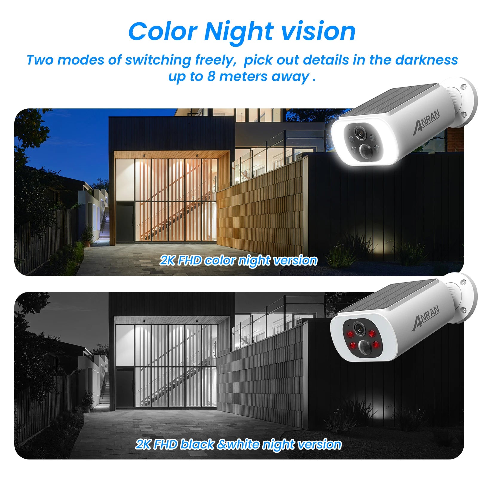 Kit Caméras de Sécurité Solaires ANRAN 3MP WiFi – 2/3/4 Caméras, Vision Nocturne Couleur, Alarme Lumineuse 600lm, IP66, App ANRAN