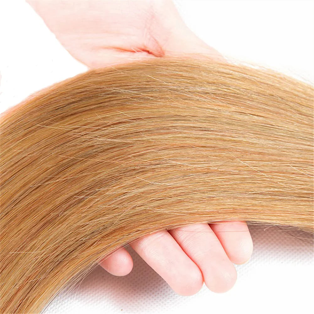 Bundles Cheveux Humains Lisses Blonde Dorée #27 Brésiliens 95g XCBSJIAFA – CLEVI Paris