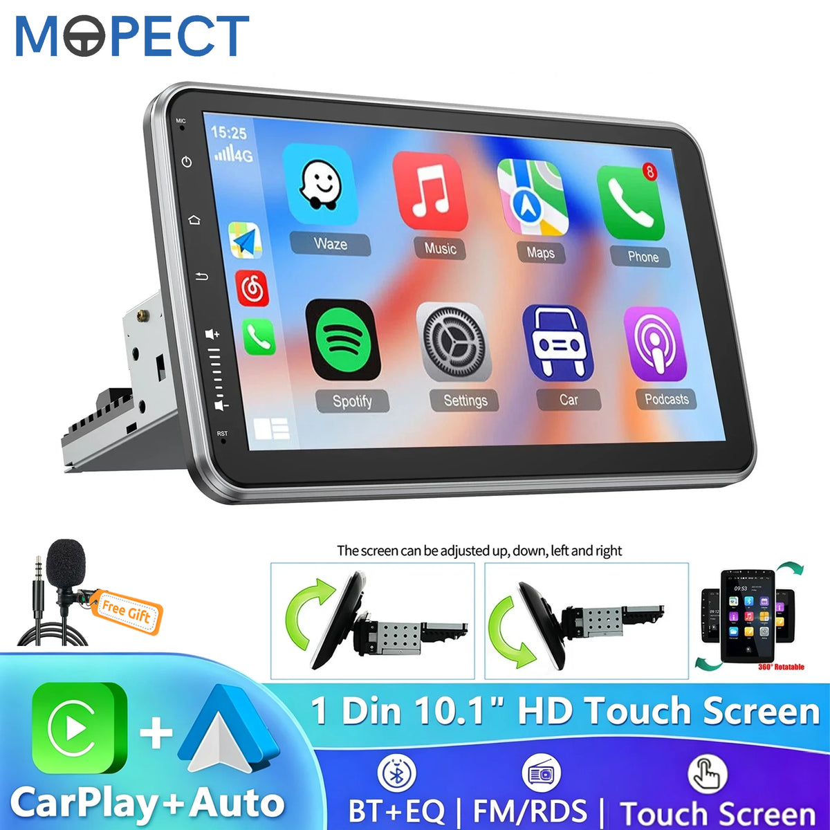 Autoradio MOPECT 10,1″ rotatif CarPlay – CLEVI Paris