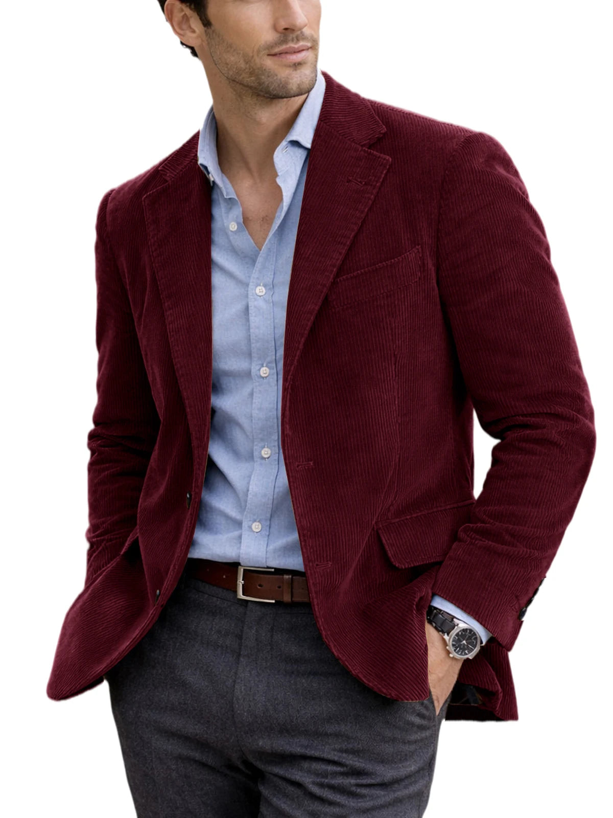 Blazer homme en velours côtelé à 2 boutons – CLEVI Paris