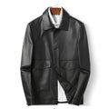 Veste homme en cuir noir boutonnée à rabats – CLEVI Paris