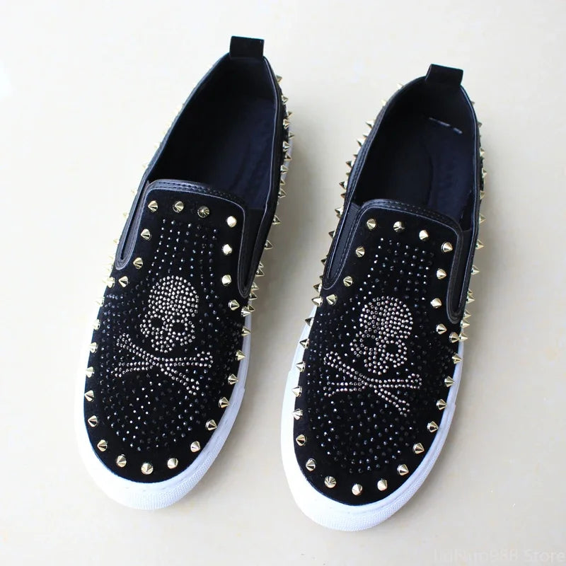 Mocassins Homme Cuir Rivets Skull – CLEVI Paris