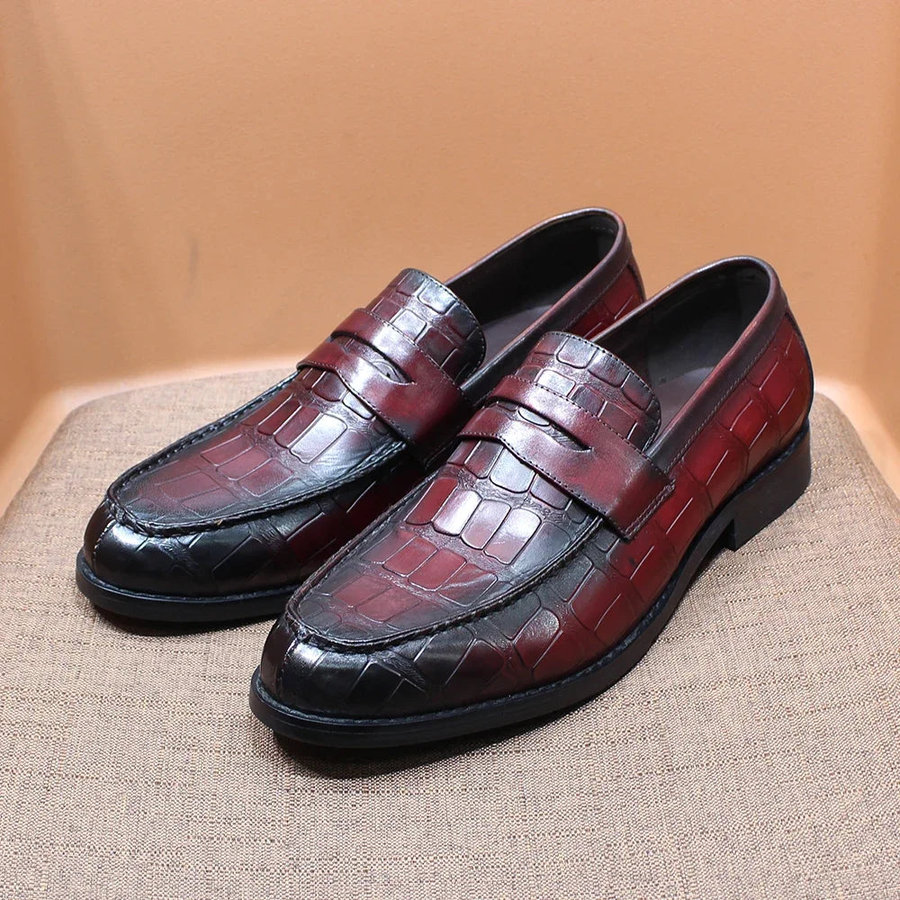 Mocassins Homme Cuir de Vache Motif Crocodile – CLEVI Paris