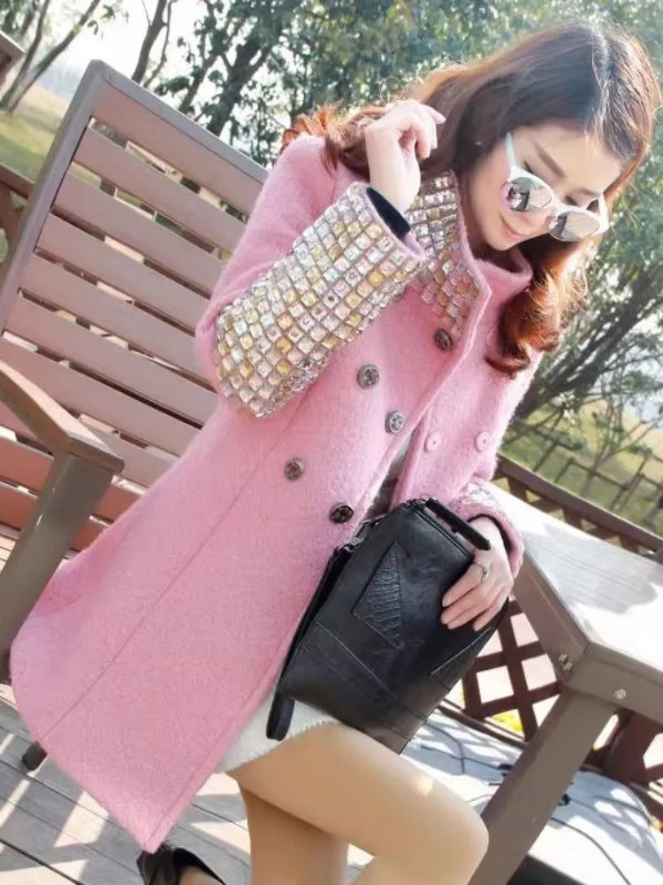 Manteau femme mi-long doublé, laine mélangée – CLEVI Paris