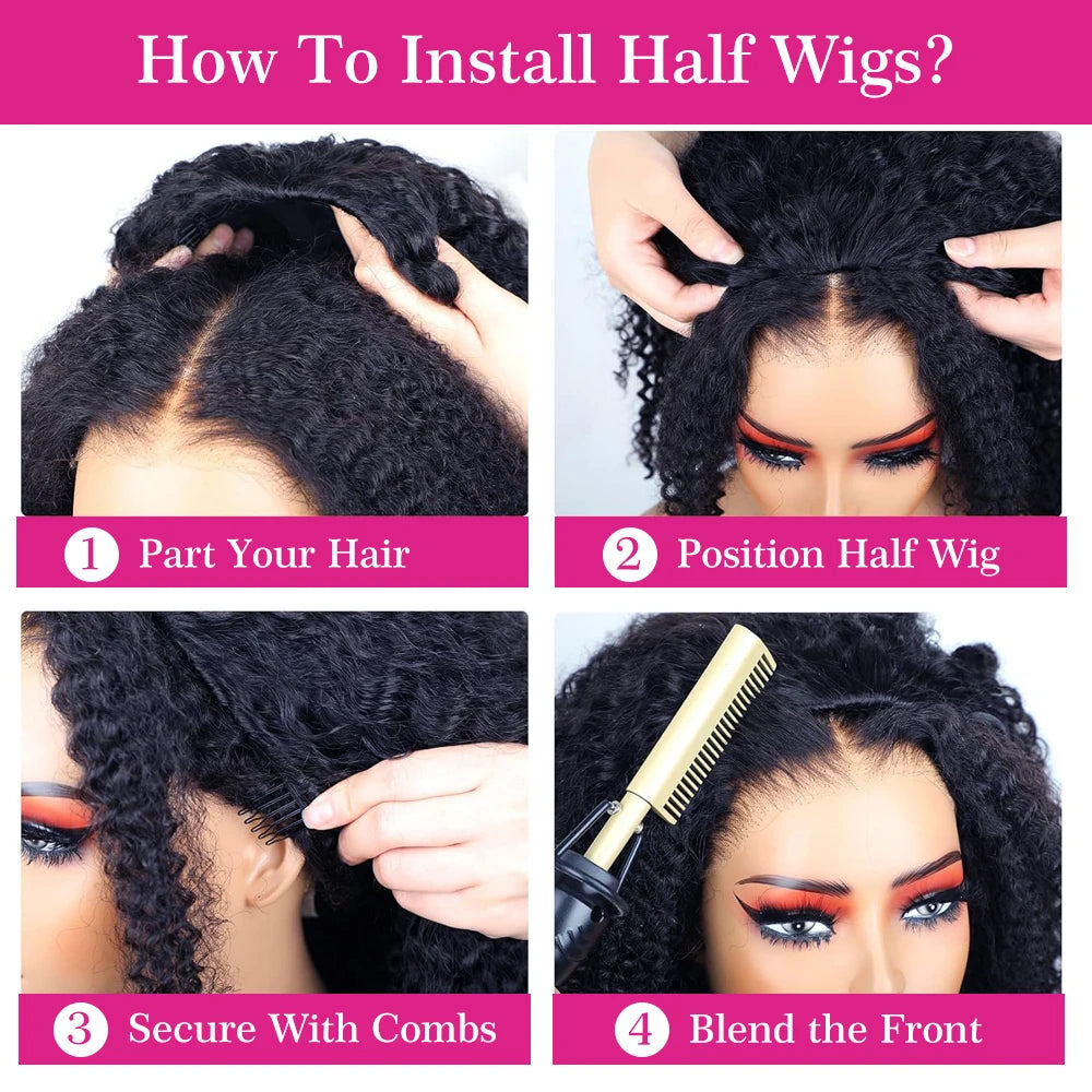 Demi-Perruque Curly 3en1 Cheveux Humains Malaisiens Femme – CLEVI Paris