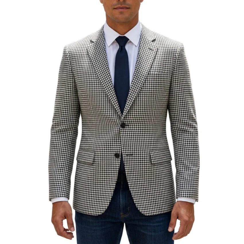 Blazer homme pied-de-poule, coupe ajustée – CLEVI Paris