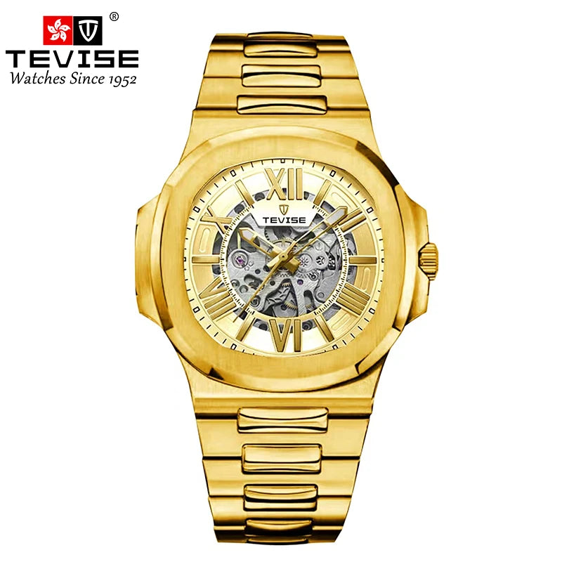 Montre Mécanique Squelette TEVISE Homme Acier Business – CLEVI Paris
