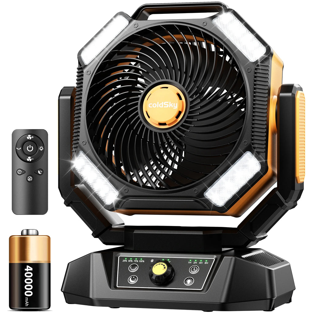 Ventilateur de camping rechargeable 8 vitesses LED – CLEVI Paris