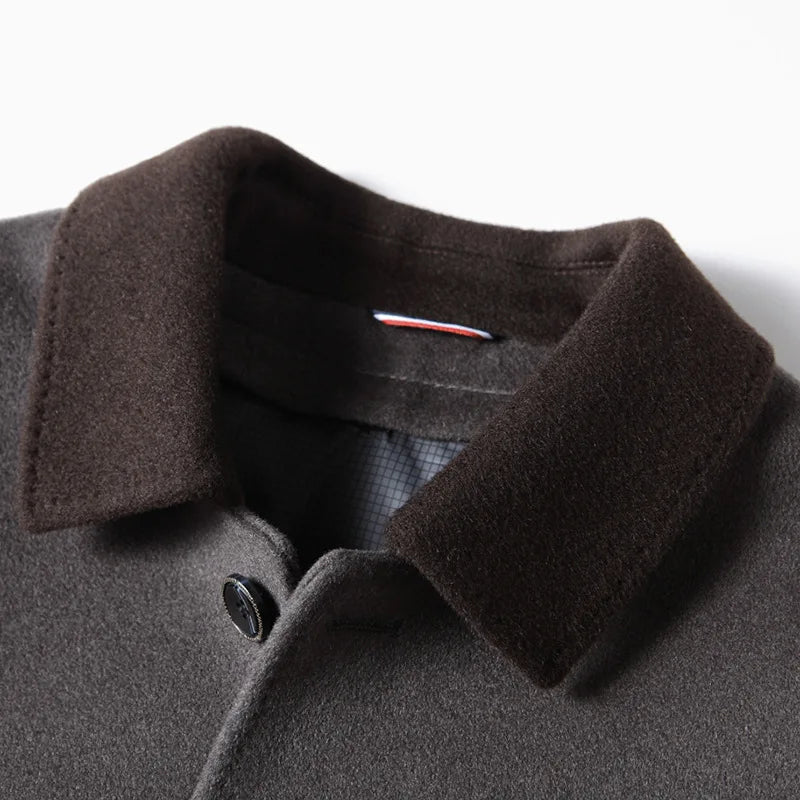 Manteau homme en laine à col contrasté – CLEVI Paris