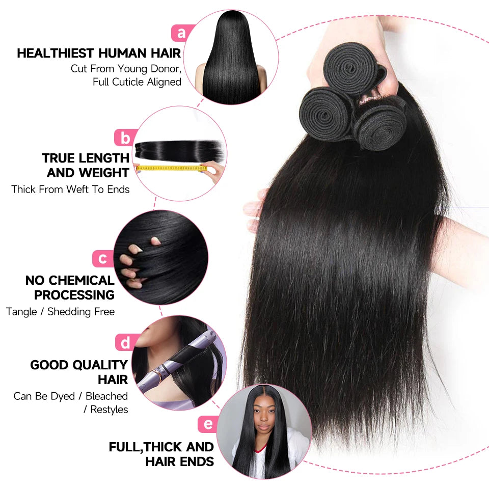 Extensions Brésiliennes Lisses Remy Hair 100% Naturel – CLEVI Paris
