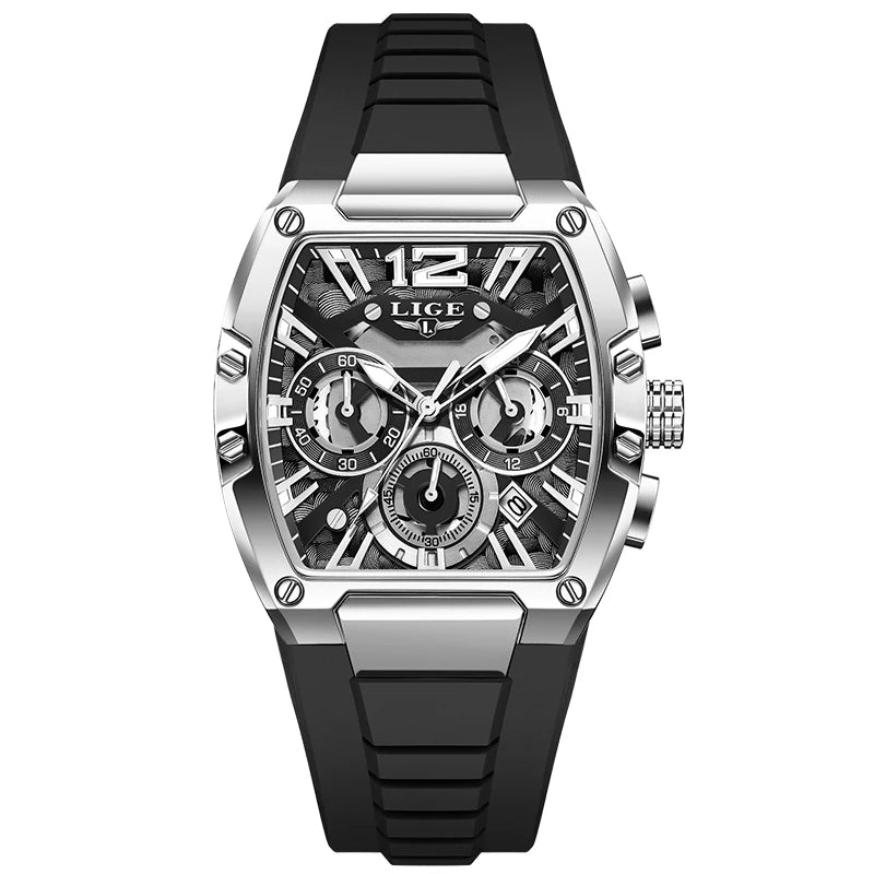Montre Quartz Homme LIGE LG89206 – Chronographe Sport Militaire, Silicone & 6 Coloris