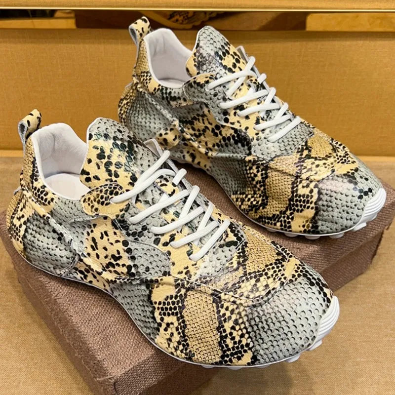 Sneakers Cuir Serpent Homme Multicolore – CLEVI Paris