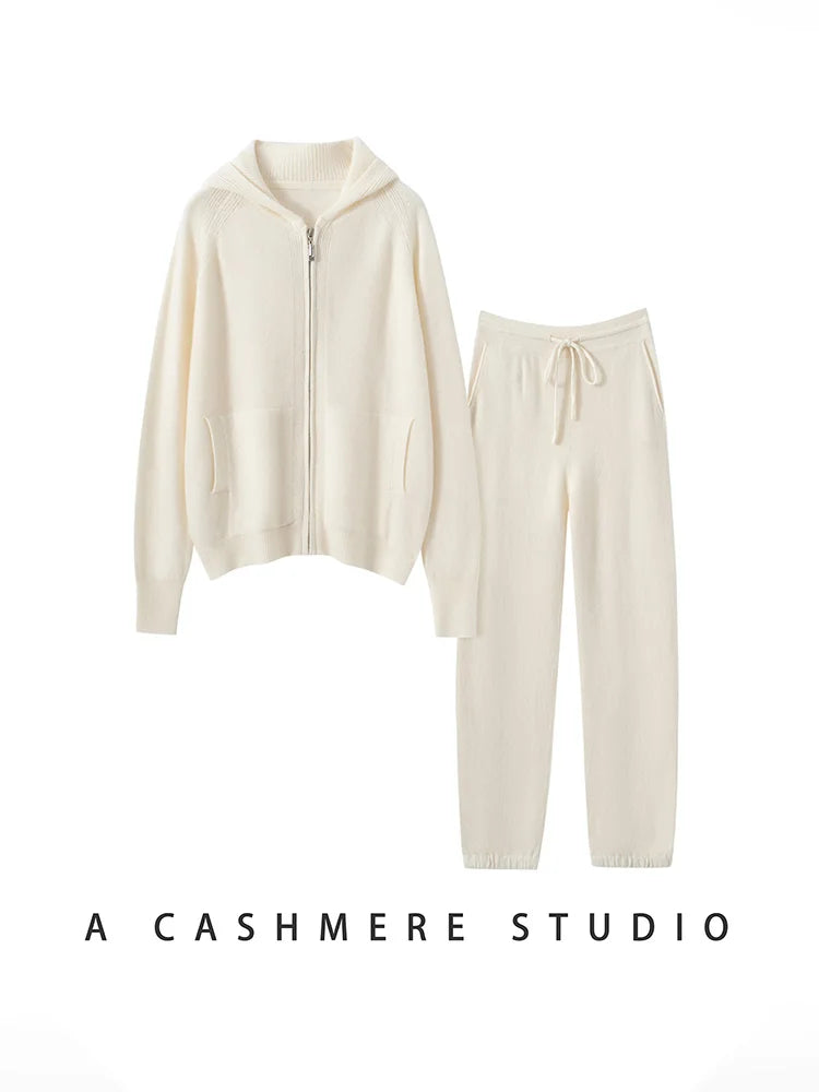 Ensemble cachemire femme, cardigan zippé – CLEVI Paris