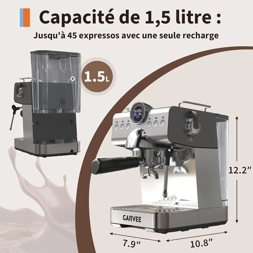 Machine à expresso 20 bars, réservoir 1,5 L – CLEVI Paris
