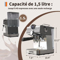 Machine à expresso 20 bars, réservoir 1,5 L – CLEVI Paris