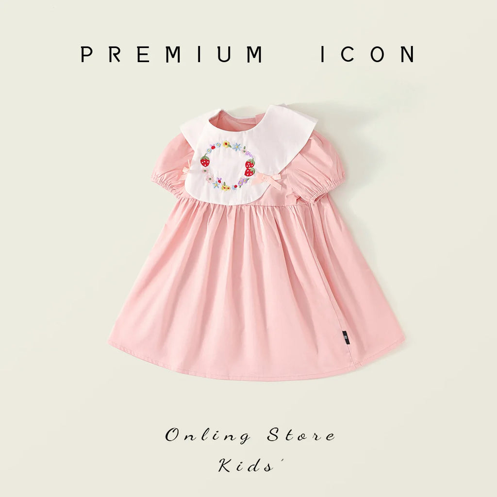 Robe fille brodée à fleurs en coton – CLEVI Paris