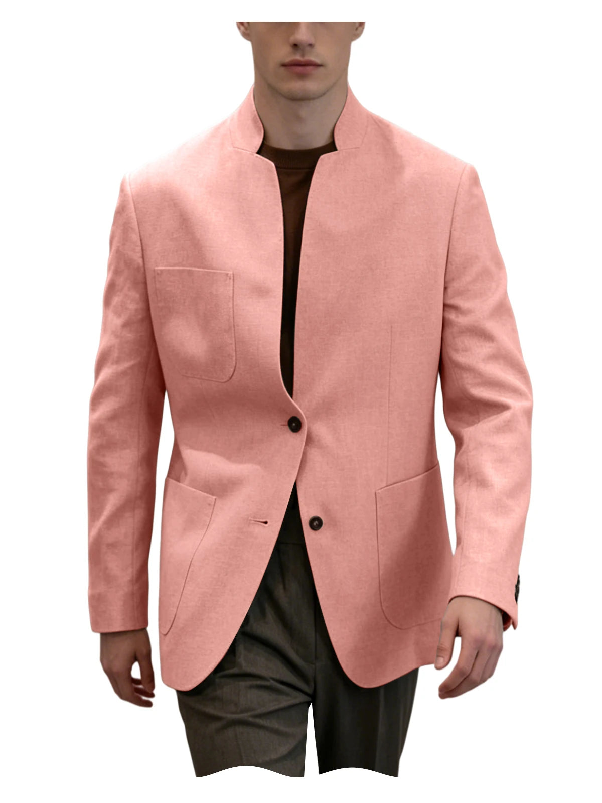 Blazer homme en lin – Col montant – CLEVI Paris