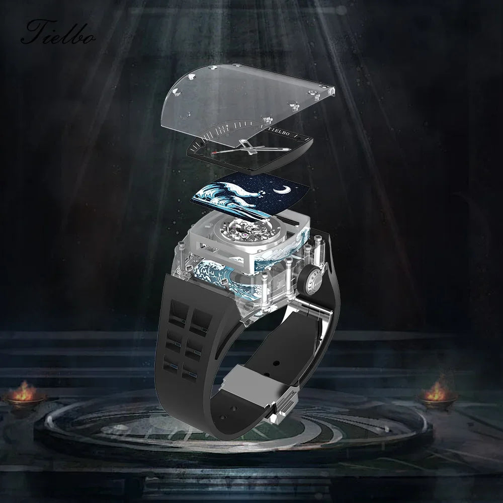 Montre Mécanique Squelette Saphir Homme – CLEVI Paris