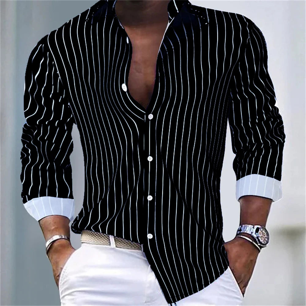 Chemise rayée homme manches longues – CLEVI Paris
