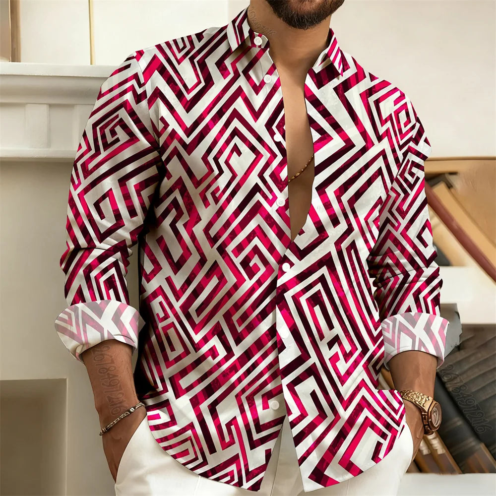 Chemise imprimée homme manches longues – CLEVI Paris