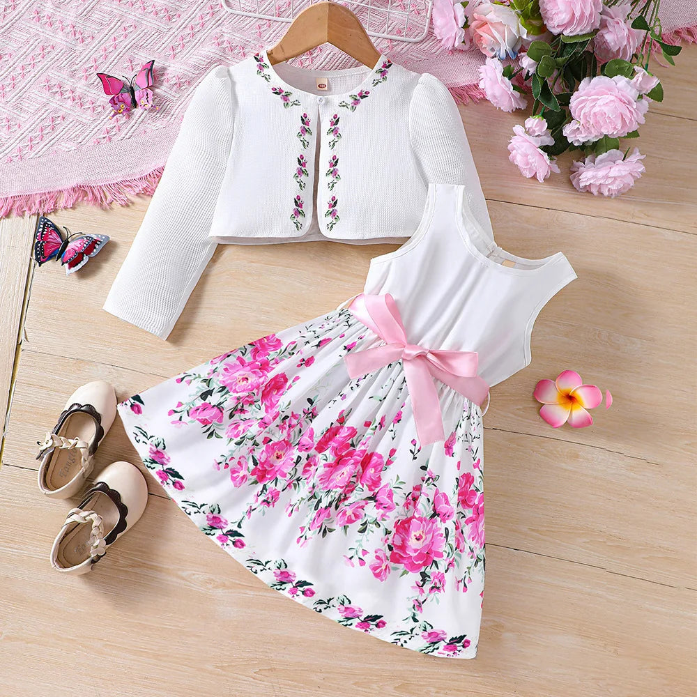 Ensemble fille cardigan et robe imprimée – CLEVI Paris