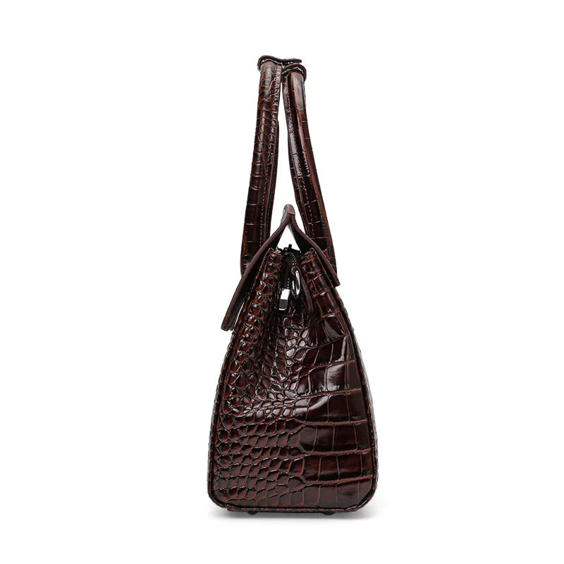 Sac À Main Femme Cuir Véritable Croco Brillant Rabat Bureau – CLEVI Paris
