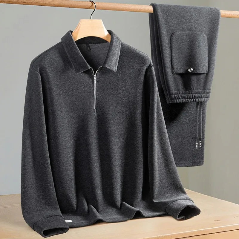 Ensemble homme polo zippé et pantalon Minglu – CLEVI Paris