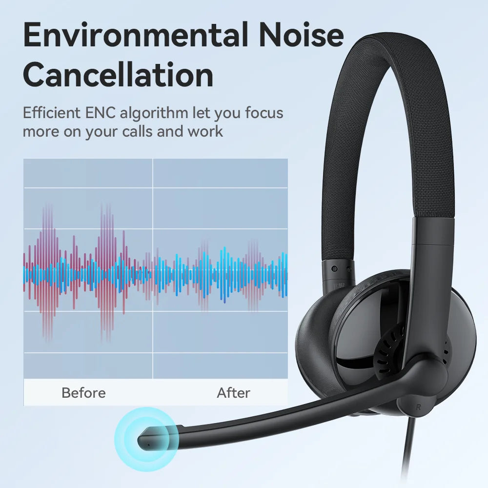 Casque Bureau EMEET HS50 USB-A/C Filaire ENC Micro Rotatif – CLEVI Paris