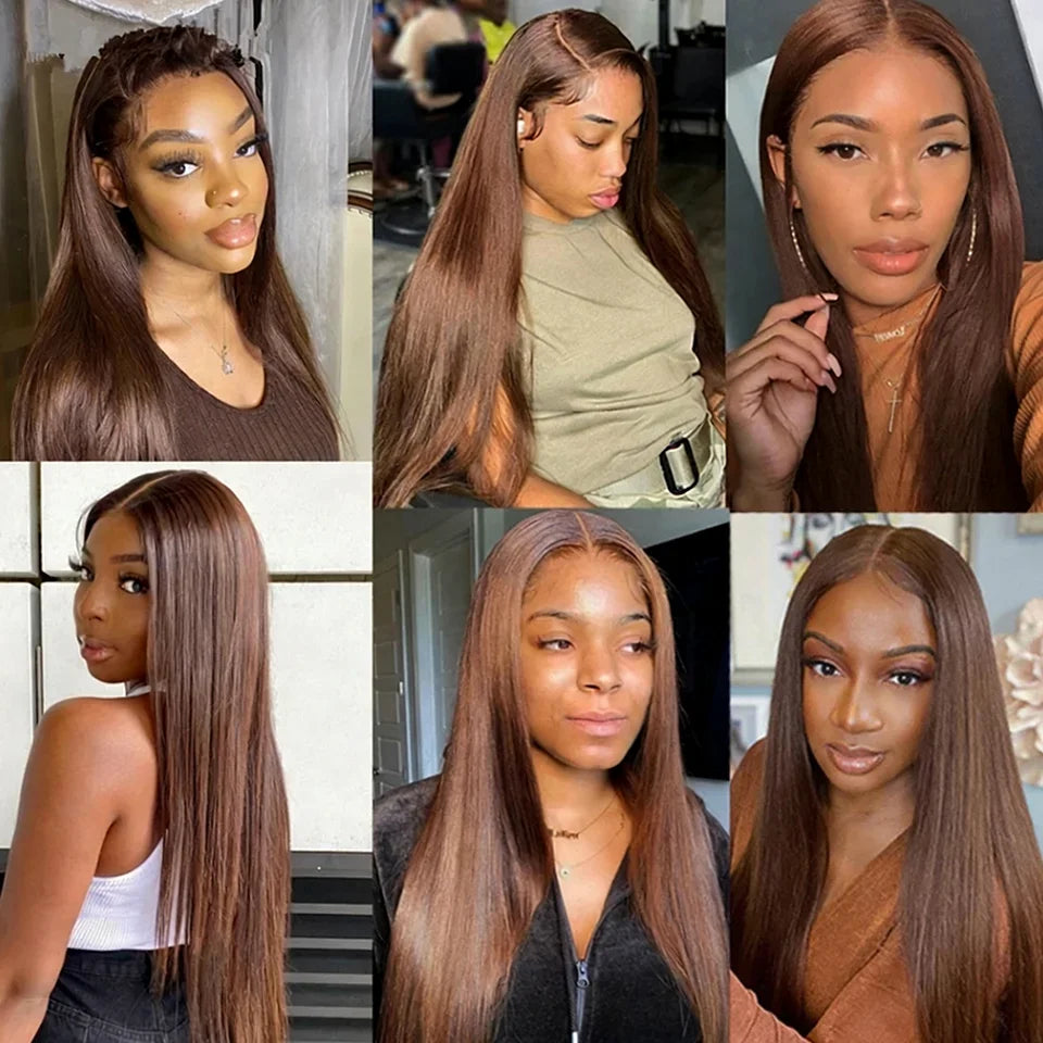 Bundles Cheveux Humains Lisses Brun Chocolat #4 Brésiliens Vierges Baierte – CLEVI Paris