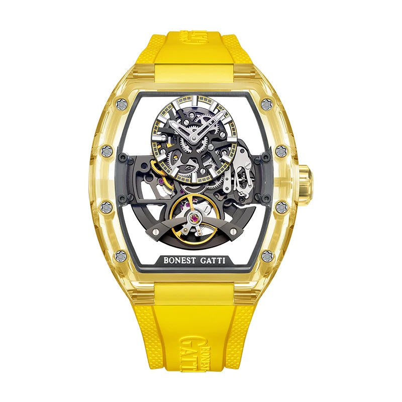 BONEST GATTI BG9960 Montre Homme Automatique Tonneau Cristal K9 Saphir – CLEVI Paris