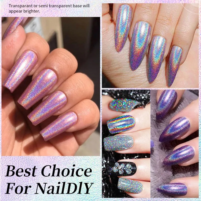 Vernis à Ongles Holographique Glitter Arc-en-Ciel – Séchage Rapide 8 Teintes – CLEVI Paris