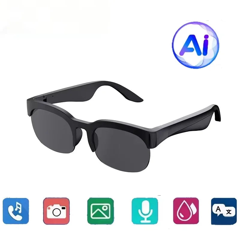 Lunettes Connectées Lenovo D12 IA Bluetooth Traduction 18 Langues Musique UV Photochromiques 37g Noir Transparent – CLEVI Paris