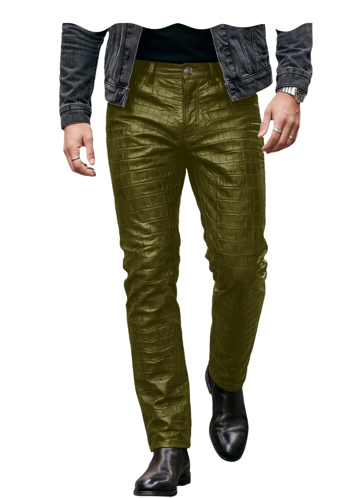 Pantalon effet cuir crocodile homme – CLEVI Paris