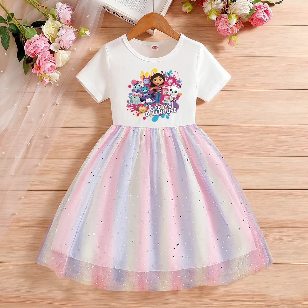 Robe fille en coton à manches courtes – CLEVI Paris
