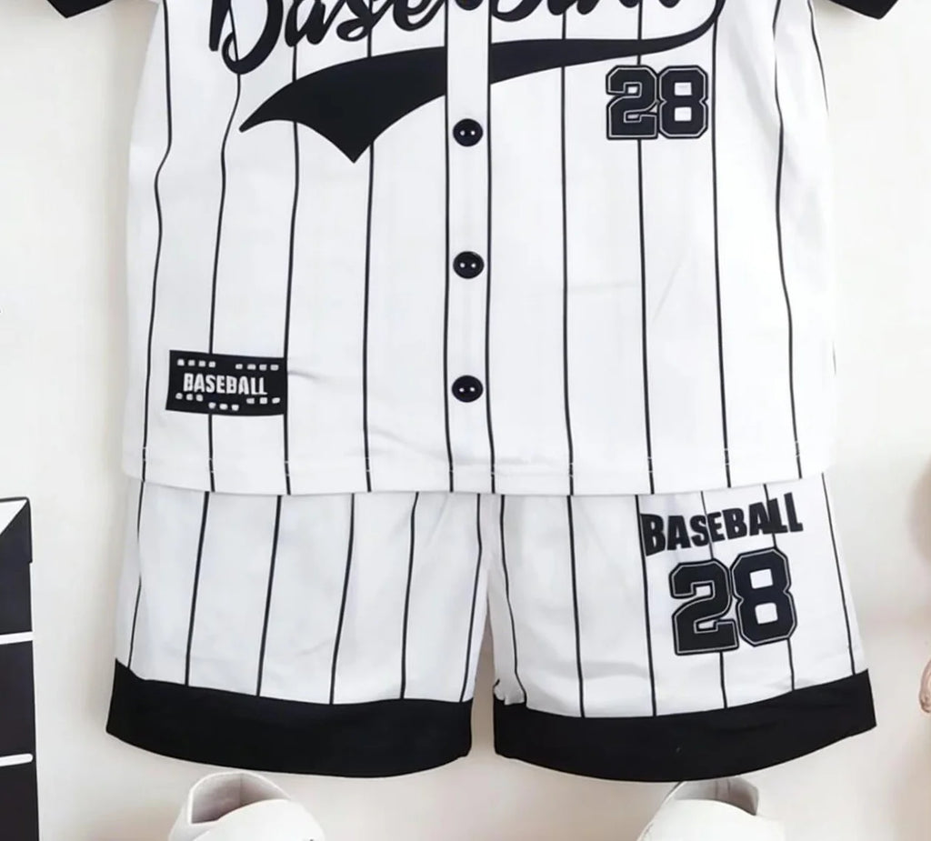 Ensemble garçon baseball rayé numéro 28 – CLEVI Paris